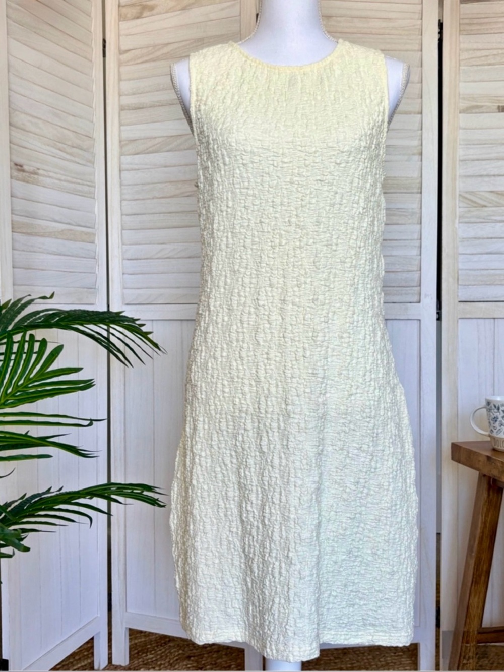NWT Thread & Supply Cream Crinkle Textured Midi Dress XL - Picture 2 of 11